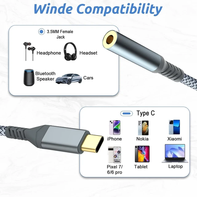 Alt view image 3 of 7 - USB C to 3.5mm Audio Headphone Adapte (2 Pack)