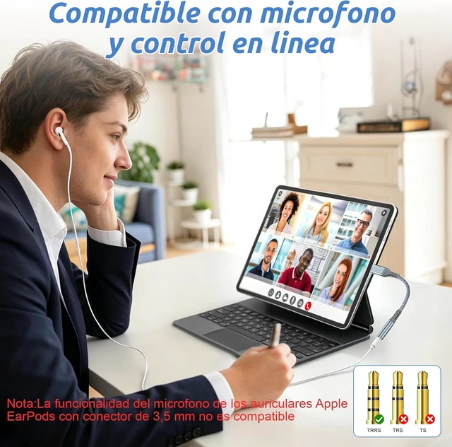 Alt view image 4 of 7 - USB C to 3.5mm Audio Headphone Adapte (2 Pack)