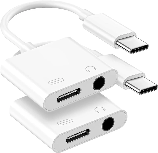 Main image of USB C to 3.5mm Headphone and Charger Adapter 2-Pack Type C to Aux Jack Dongle Cable Cord with PD Fast Charging for iPhone 18 Pro/18 Pro Max/17 16 15 Pro Max Galaxy S25 Note MacBook