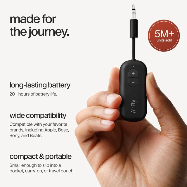 Alt view image 4 of 7 - AirFly SE Bluetooth Wireless Audio Transmitter Adapter Black