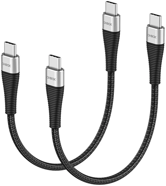Main image of USB C Cable Short 100W USB C to USB C Cable Fast Charging Cord 1FT 2 Pack