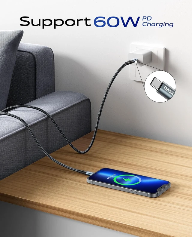 Alt view image 2 of 7 - USB C Cable Fast Charging 60W 6FT USB C to C Cable USB C Cord Upgraded
