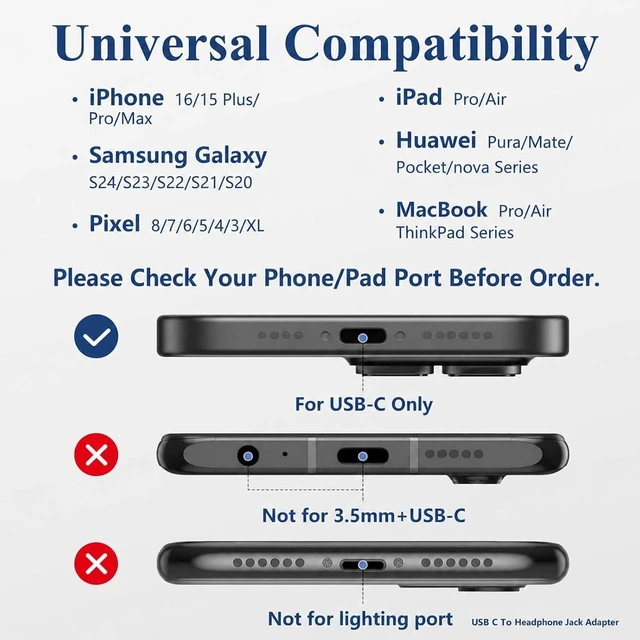 Alt view image 2 of 7 - USB-C to 3.5mm Audio Headphone Adapter: 2 Pack Type C Aux Dongle Cable Cord
