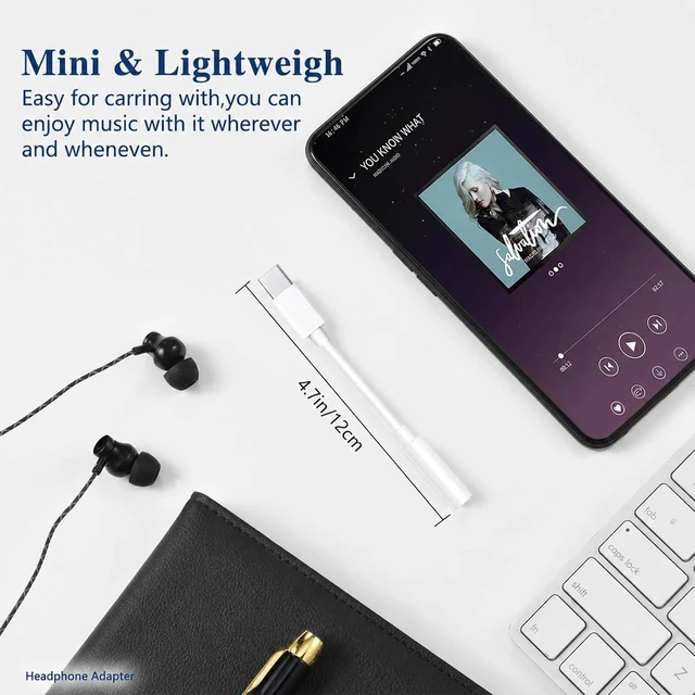 Alt view image 7 of 7 - USB-C to 3.5mm Audio Headphone Adapter: 2 Pack Type C Aux Dongle Cable Cord