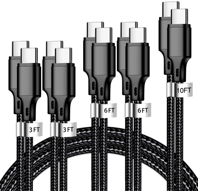 Main image of USB C to USB C Cable 5 Pack 60W 3/3/6/6/10ft Fast Charger Cord
