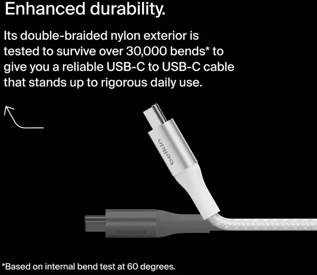 Alt view image 2 of 7 - USB C to USB C 240W Braided Cable 3.3ft Fast iPhone Charger Cord