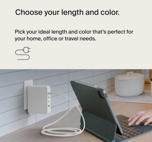 Alt view image 6 of 7 - USB C to USB C 240W Braided Cable 3.3ft Fast iPhone Charger Cord
