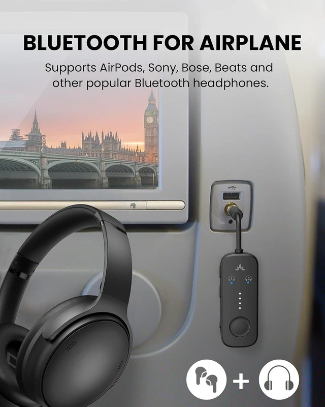 Alt view image 3 of 7 - Relay - Airplane Bluetooth Adapter for 2 AirPods or Headphones
