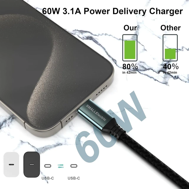 Alt view image 5 of 6 - USB C to USB C Charging Cable 5Pack 60W Type C Fast 6ft Long Charger Cord for iPhone 16/16 Plus/16 Pro Max/iPhone 15/15 Plus/ 15 Por Max Mac Book/iPad/Android Samsung Galaxy S22 S23