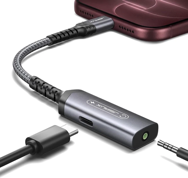 Main image of USB C Headphone Adapter and Charger 2-in-1 3.5mm Audio PD 60W Fast