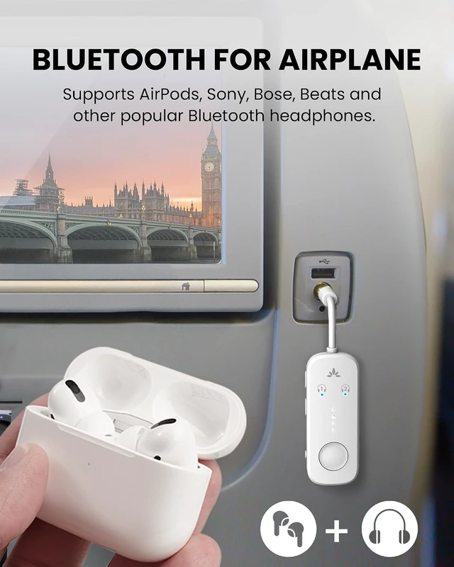 Alt view image 3 of 7 - Relay - Airplane Bluetooth Adapter for 2 AirPods or Headphones