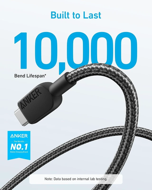 Alt view image 2 of 4 - USB A to USB C Cable Charger Cord (2-Pack 10 ft Black)