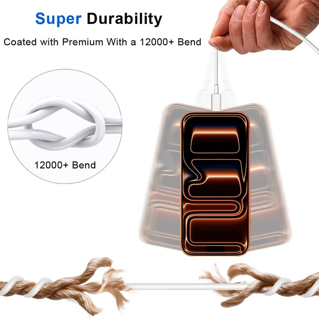 Alt view image 6 of 7 - USB C to USB C Charging Cable Fast Charger 60W 2Pack 3.3 ft Type C Cord