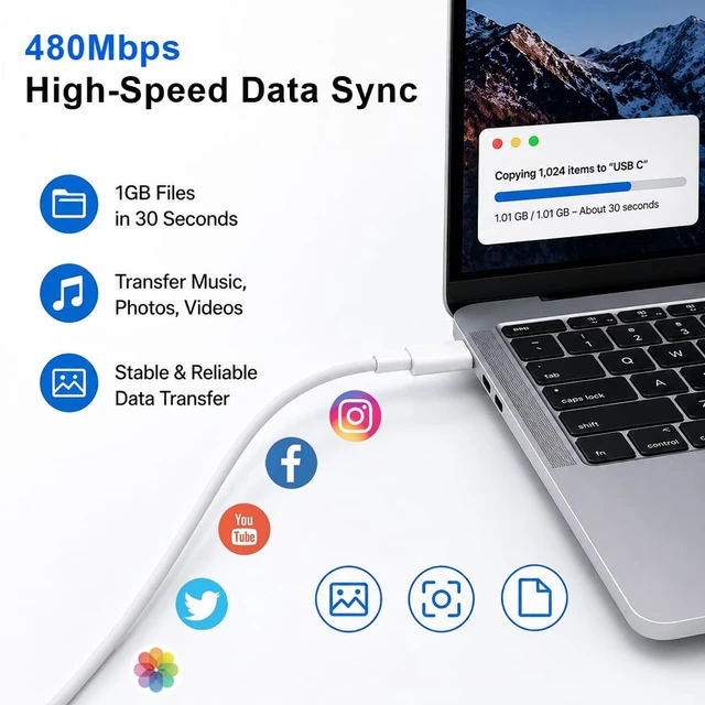Alt view image 5 of 7 - USB C to USB C Charging Cable Fast Charger 60W 2Pack 3.3 ft Type C Cord