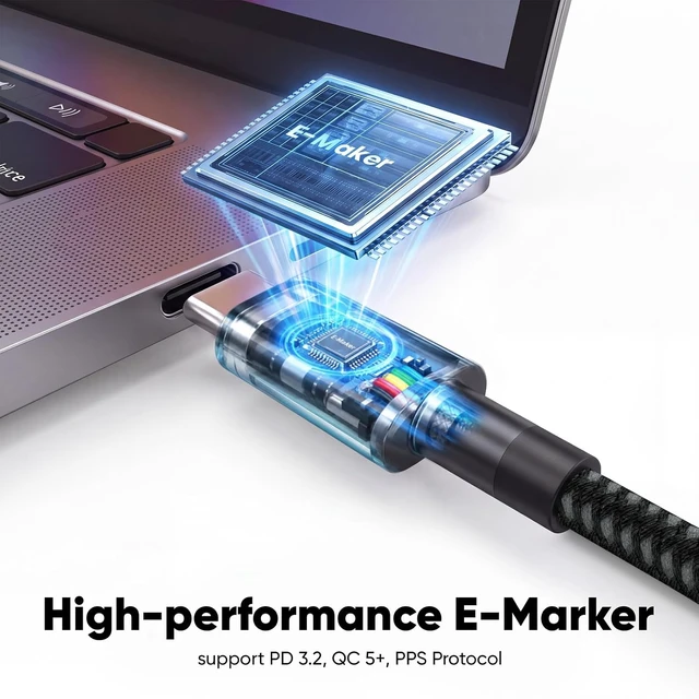 Alt view image 5 of 7 - USB C to USB C Cable 3ft 240 Watt Fast Charging USBC Charger Cord Black