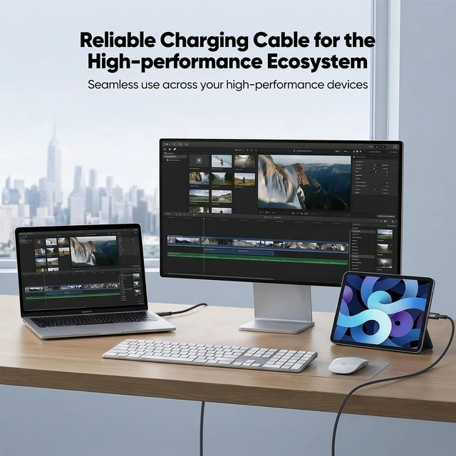Alt view image 4 of 7 - USB C to USB C Cable 3ft 240 Watt Fast Charging USBC Charger Cord Black