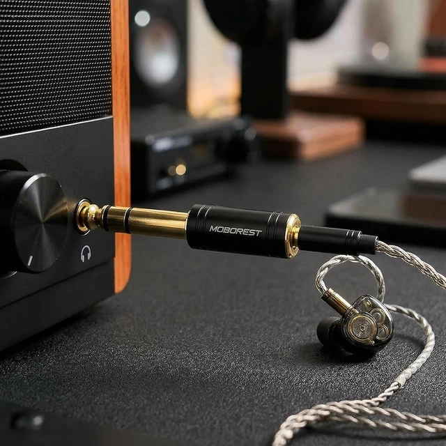 Alt view image 5 of 7 - 1/4 (6.35mm) M to 3.5mm F Audio Headphone Adapter Black 1P