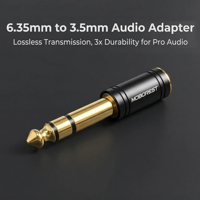 Alt view image 6 of 7 - 1/4 (6.35mm) M to 3.5mm F Audio Headphone Adapter Black 1P