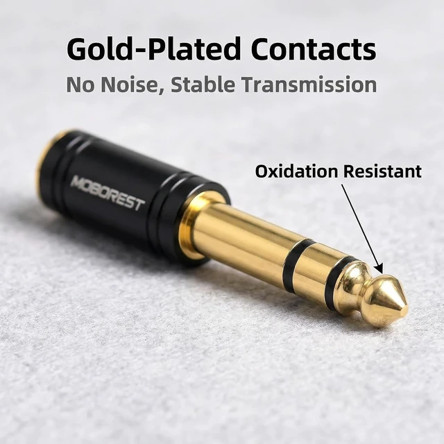 Alt view image 7 of 7 - 1/4 (6.35mm) M to 3.5mm F Audio Headphone Adapter Black 1P
