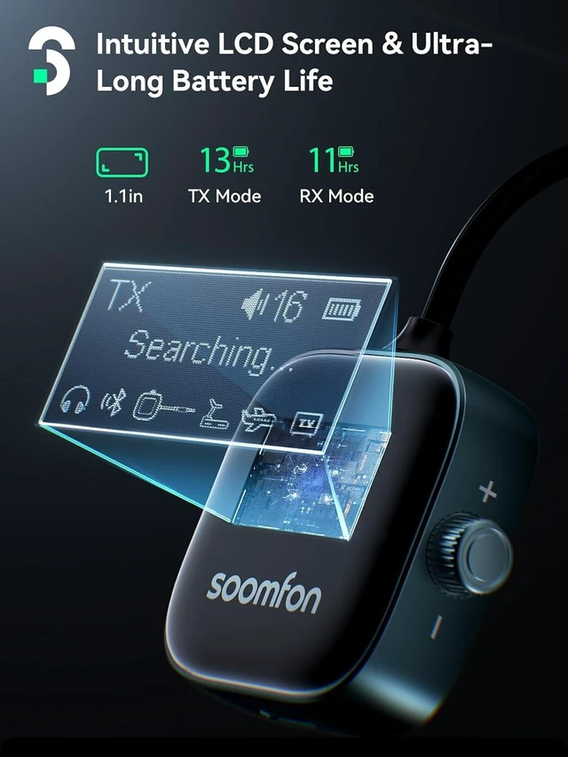 Alt view image 7 of 7 - Airplane Bluetooth 5.3 Transmitter Receiver for TV to 2 Headphones