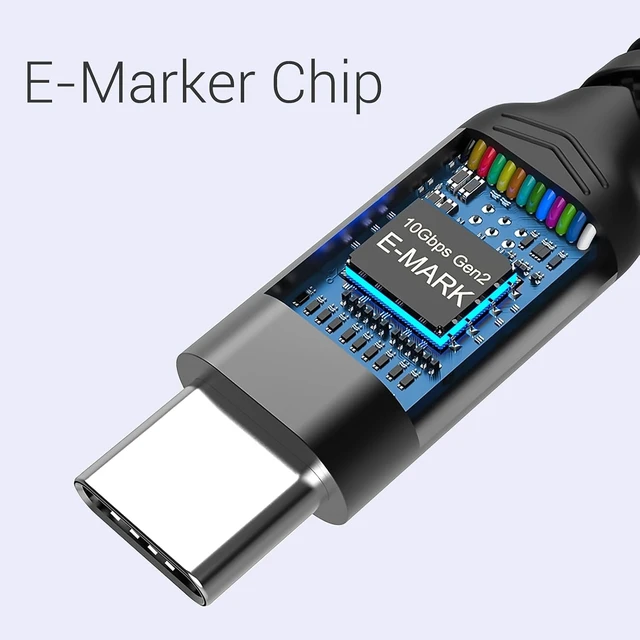 Alt view image 6 of 7 - 100W 1.5ft USB C Cable Right Angle 2 Packs 10Gbps Data Speed