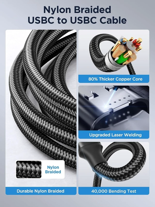 Alt view image 6 of 7 - USB C to USB C Cable 2Pack 10ft Fast Charging C to C Charger Cord