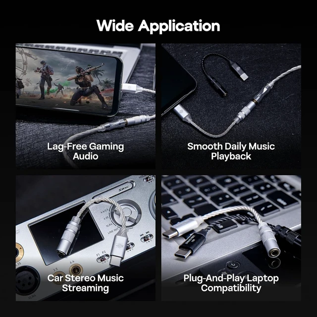 Alt view image 7 of 7 - Kiwi Ears AD1 Type-C to 3.5mm Female Headphone DAC Adapter Cable