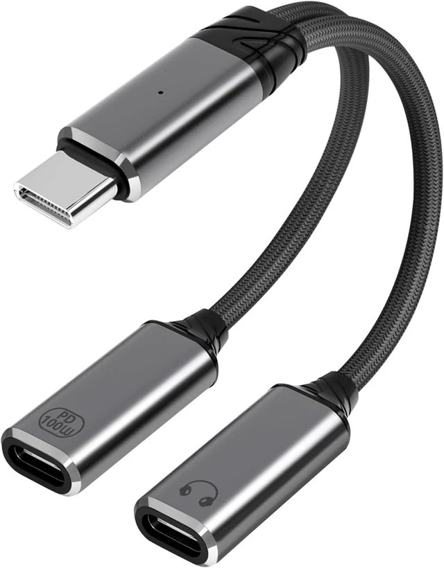Main image of USB C Splitter 1 in 2 OutType C to Headphone Jack Adapter and Charger Adapter Audio Dongle Cable with PD 100W for iPhone 16 15 Pro Max ProMore USBC
