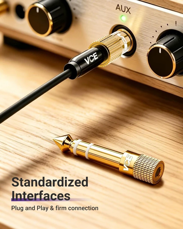 Alt view image 2 of 6 - 3.5mm to 1/4 Adapter Stereo Headphone Adapter 2-Pack White and Red