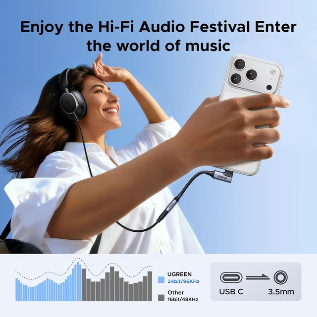 Alt view image 2 of 7 - Right Angle USB C to 3.5mm Audio Adapter Type C Aux Headphone Jack