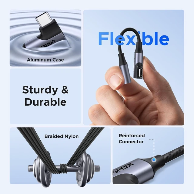Alt view image 6 of 7 - Right Angle USB C to 3.5mm Audio Adapter Type C Aux Headphone Jack