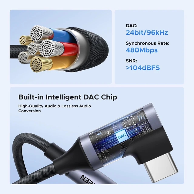Alt view image 7 of 7 - Right Angle USB C to 3.5mm Audio Adapter Type C Aux Headphone Jack