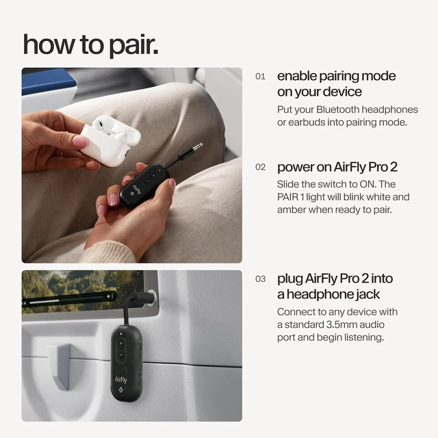 Alt view image 6 of 7 - AirFly Pro 2 Bluetooth Adapter Pair 2 AirPods Black Ice