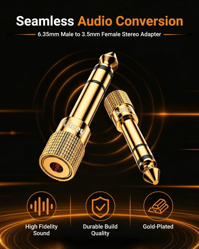 Alt view image 2 of 7 - 6.35mm 1/4 Male to 3.5mm 1/8 Female Headphone Stereo Adapter 2-Pack