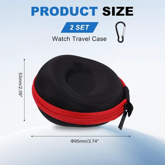 Alt view image 2 of 7 - 2pcs Watch Travel Case 1 Red Slot Oxford Crystal 50mm/2 Black