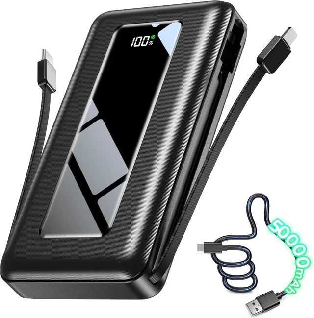 Main image of 50000mAh Portable Charger Power Bank Fast Charging with Built in Cables