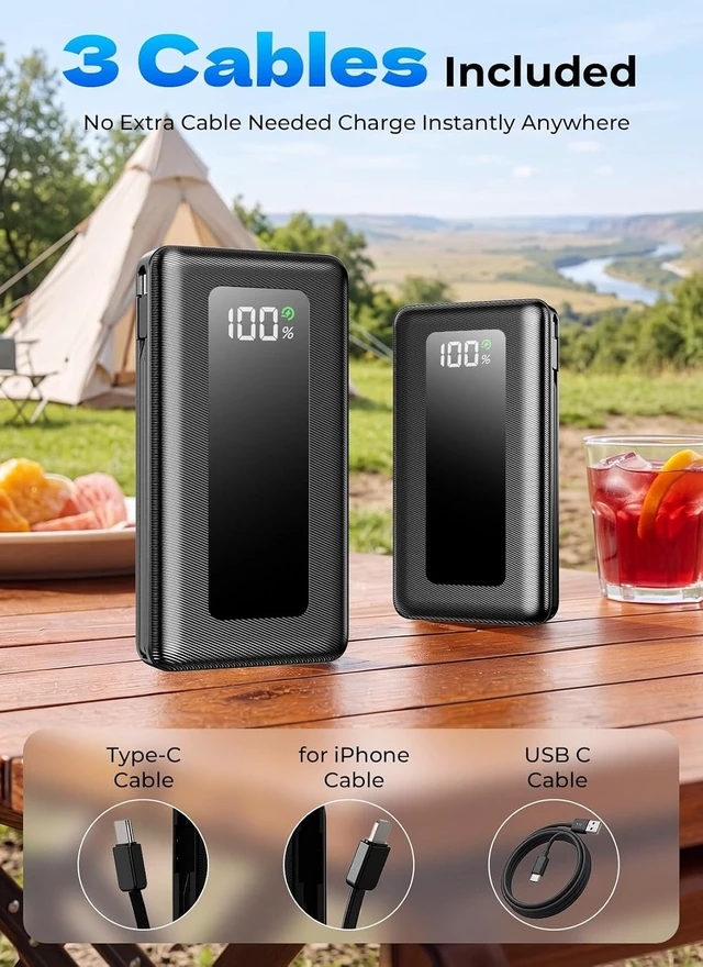 Alt view image 4 of 7 - 50000mAh Portable Charger Power Bank Fast Charging with Built in Cables