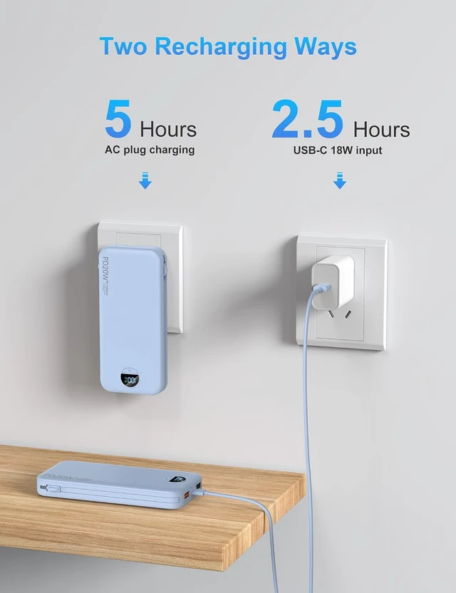 Alt view image 6 of 7 - Portable Charger Power Bank 10000mAh PD20W w/Built-in Cables
