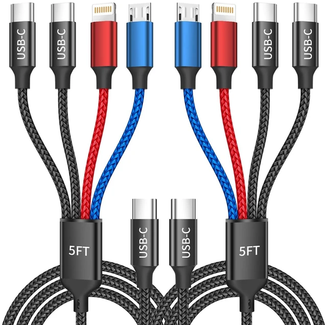 Main image of USB C 4 in 1 Charging Cable Charging Cords for Multiple Devices 2Pack 5FT
