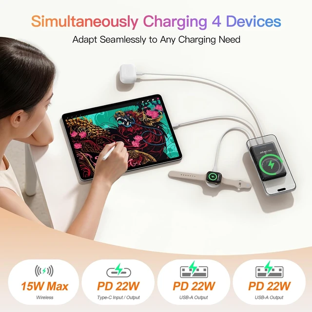 Alt view image 2 of 7 - for MagSafe Power Bank 10000mAh 40% Smaller Magnetic Power Bank
