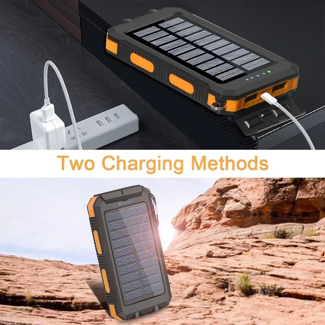 Alt view image 4 of 7 - 38800mAh Solar Power Bank Portable Charger USB-C Fast Charging Compatible with iPhone Dual LED Flashlight Battery Pack 3 Output Backup Charger for Camping Hiking Outdoor Emergency