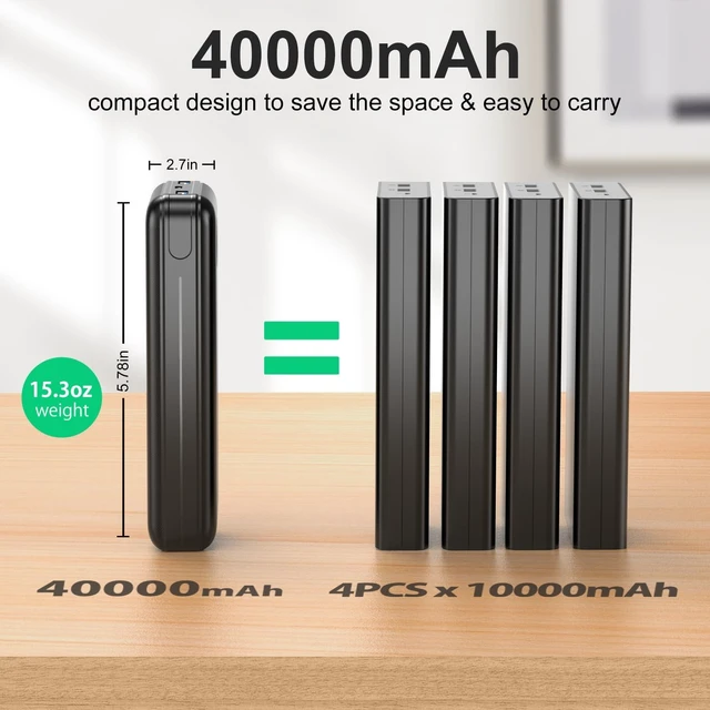 Alt view image 3 of 7 - 40000mAh 22.5W Fast Charge Portable Charger for 3-Devices Power Bank
