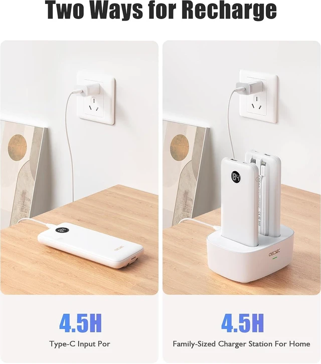 Alt view image 4 of 6 - 10000mAh Portable Charger 2 Pack Cell Phone Portable Power Banks 22.5W Fast Charging Battery Pack Slim Travel Power Bank for iPhone Galaxy S24/S23 Android Devices Black