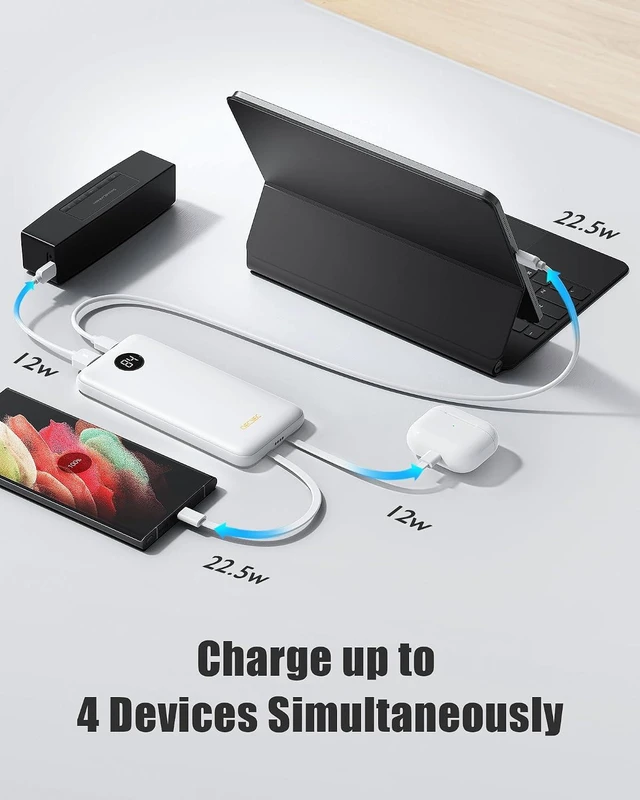 Alt view image 3 of 6 - 10000mAh Portable Charger 2 Pack Cell Phone Portable Power Banks 22.5W Fast Charging Battery Pack Slim Travel Power Bank for iPhone Galaxy S24/S23 Android Devices Black