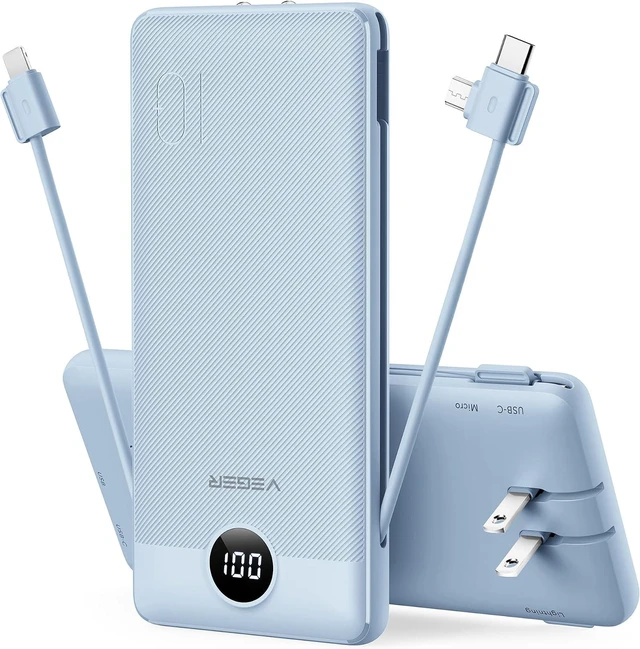 Main image of Portable Charger for iPhone Power Bank Built in Cables and Wall Plug