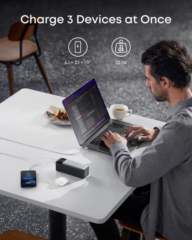 Alt view image 3 of 7 - 737 Power Bank 140W 24 000mAh 3-Port Laptop Charger Smart Display