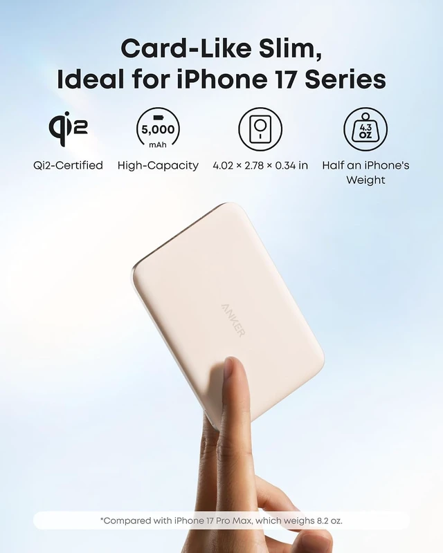 Alt view image 3 of 6 - Nano Magnetic Power Bank 5 000mAh Qi2-Certified 15W Portable Charger
