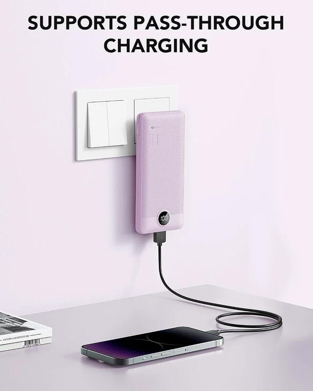 Alt view image 2 of 7 - Portable Charger Power Bank Built-in Cables and AC Wall Plug