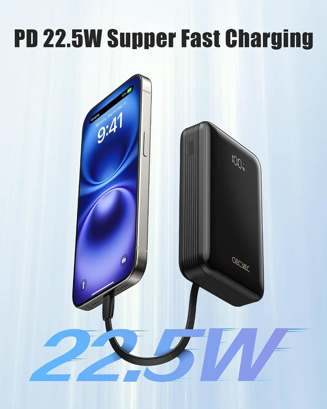 Alt view image 2 of 6 - Portable Charger 20000mAh 22.5W Power Bank Fast Charging High Capacity Cell Phone Portable Power Banks with for iPhone Android etc Travel Essential (Black)