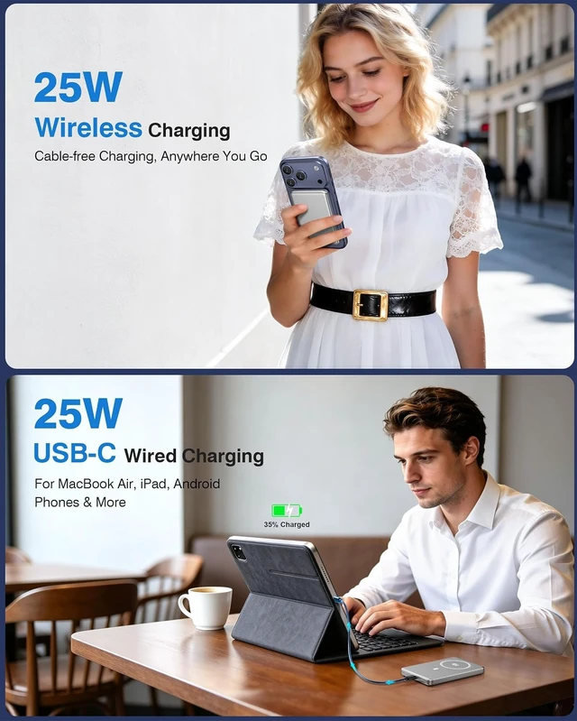 Alt view image 3 of 7 - Miisso 25W Qi2.2 Magnetic Power Bank 10000mAh Ultra-Slim Portable Charger